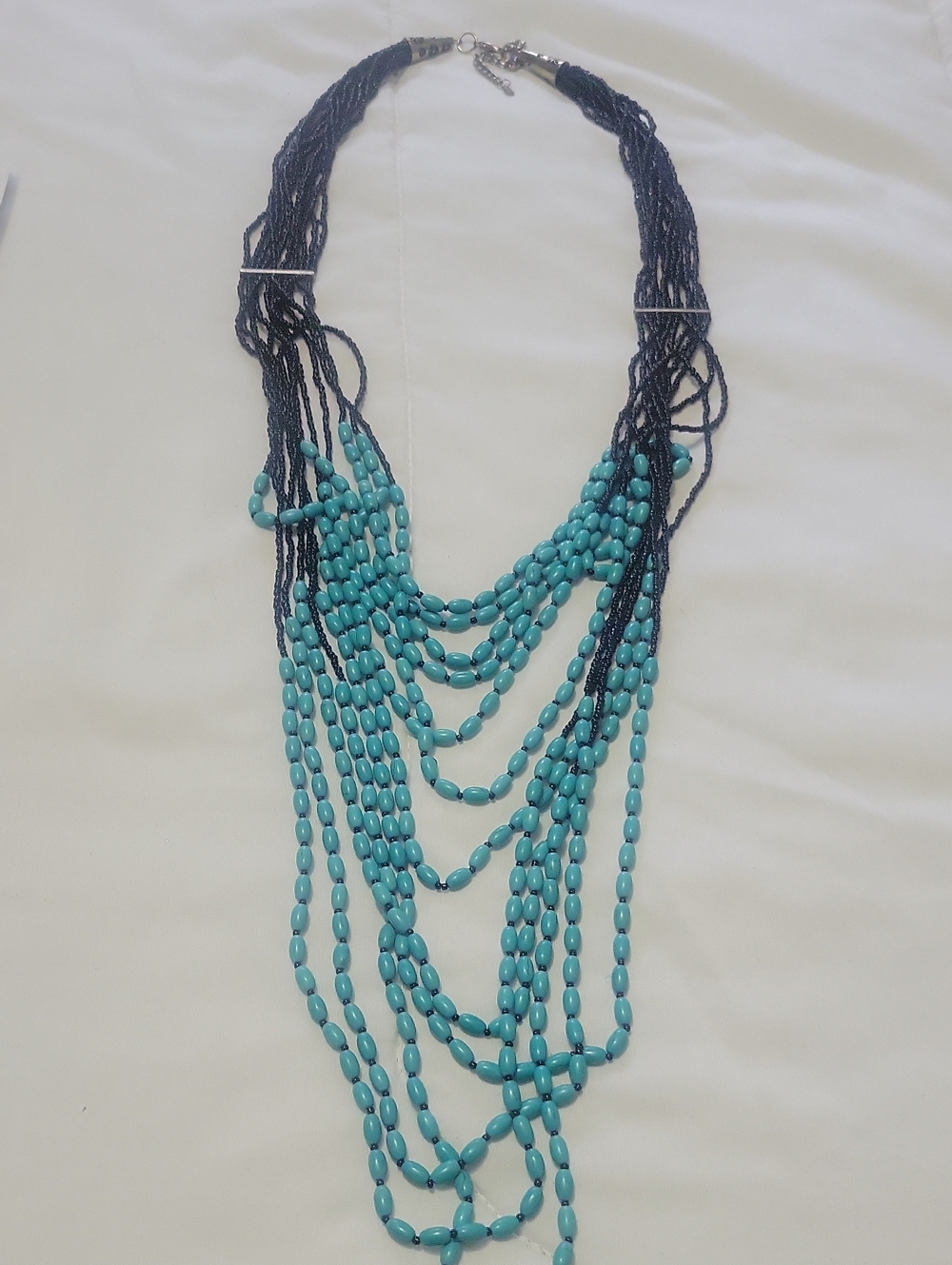 Layered Turquoise Beaded Statement Necklace - Women Jewelry